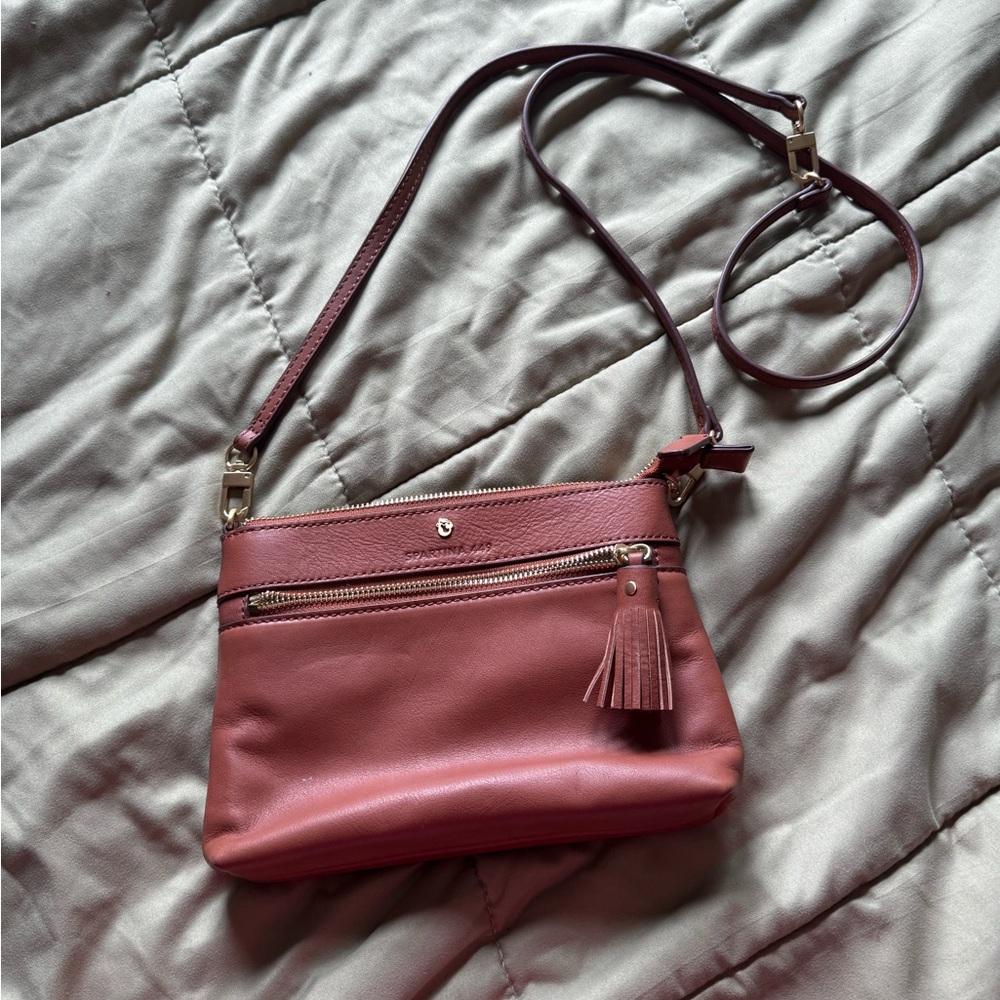 Spartina 449 Saddle Brown Leather Wristlet & Crossbody